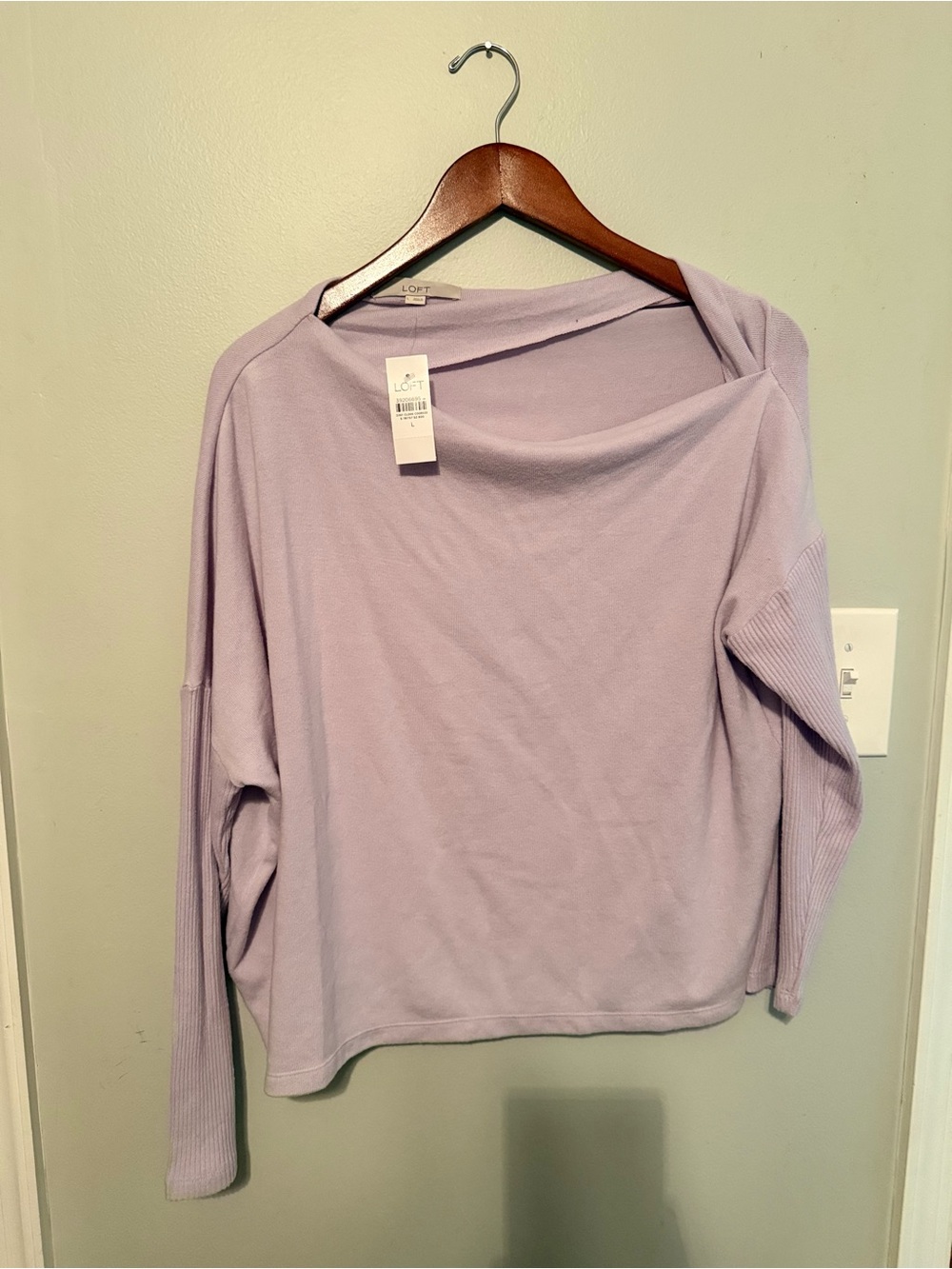 LOFT Pale Lavender Off-Shoulder Knit Top